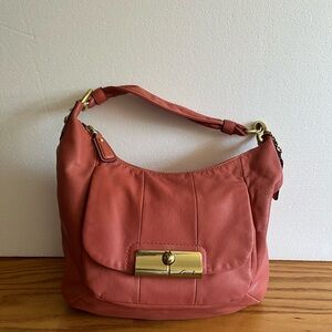Coach  Coral Shoulder Bag with Gold Accents
